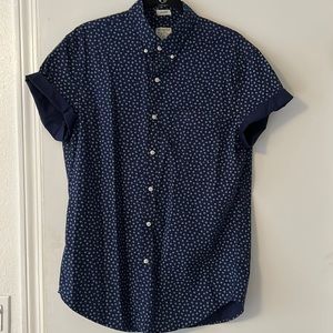 J. Crew Men’s Classic Stretch Short Sleeve Button Up Navy Floral M